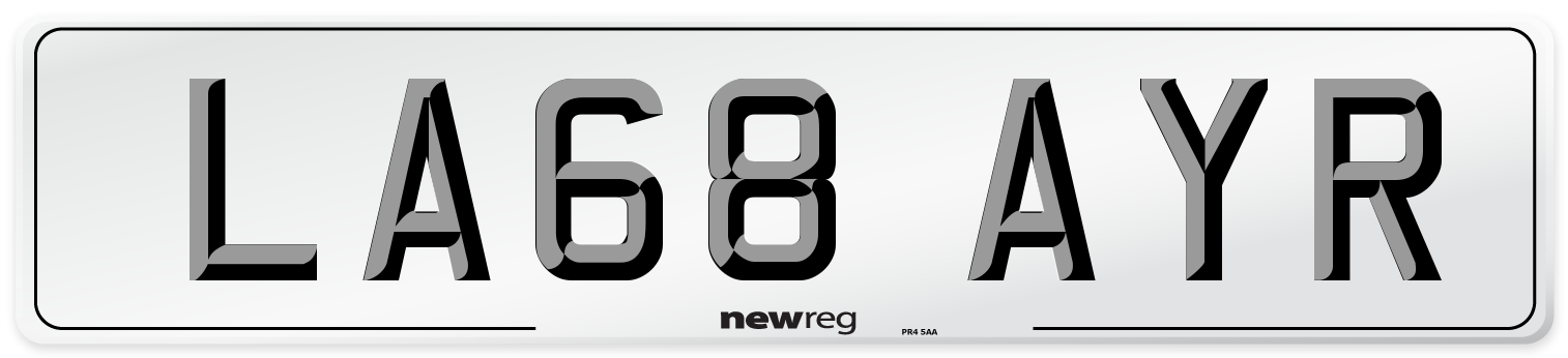 LA68 AYR Number Plate from New Reg